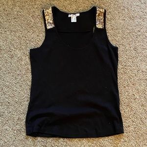 Black and gold sequin tank